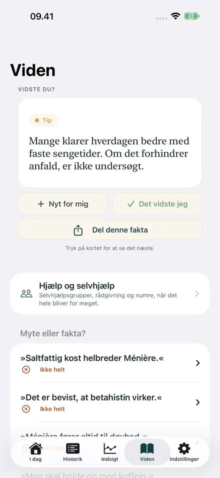 Videnssektion med dagens fakta og myte-tjek