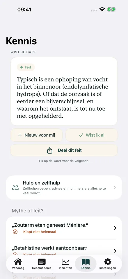 Kennisgedeelte met feit van de dag en mythecheck
